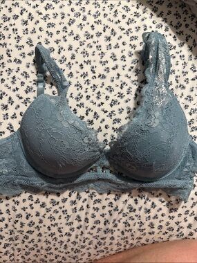 XOXO Lace Push-Up Bra in Dusty Blue